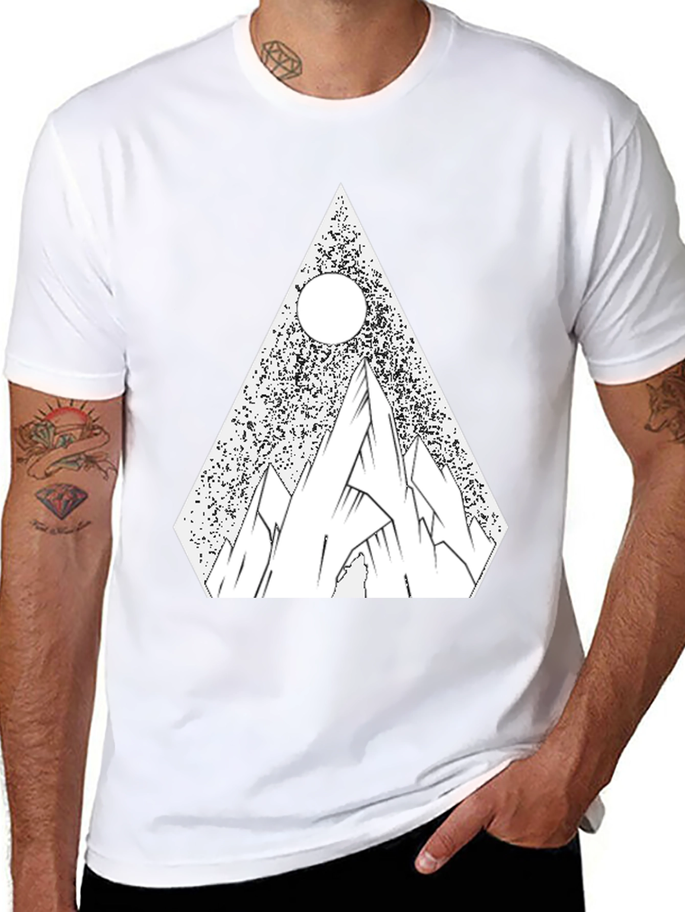 Geometric Mountain T-Shirt - Black