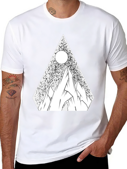 Geometric Mountain T-Shirt - Black