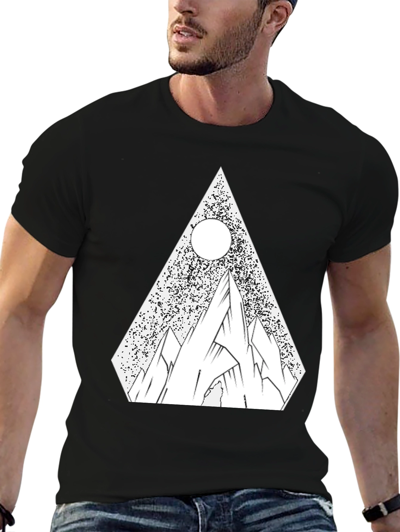 Geometric Mountain T-Shirt - Black