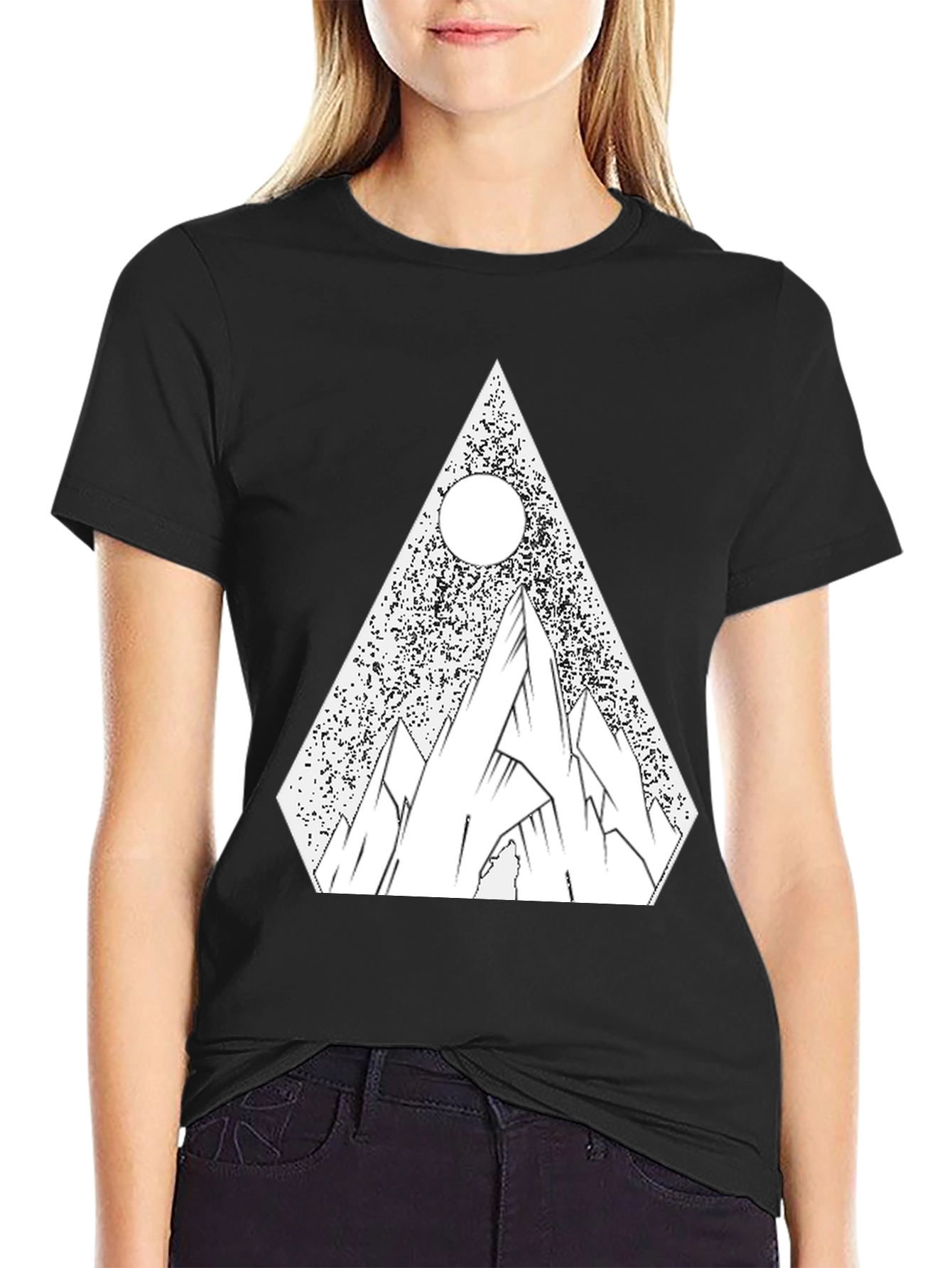 Geometric Mountain T-Shirt - Black