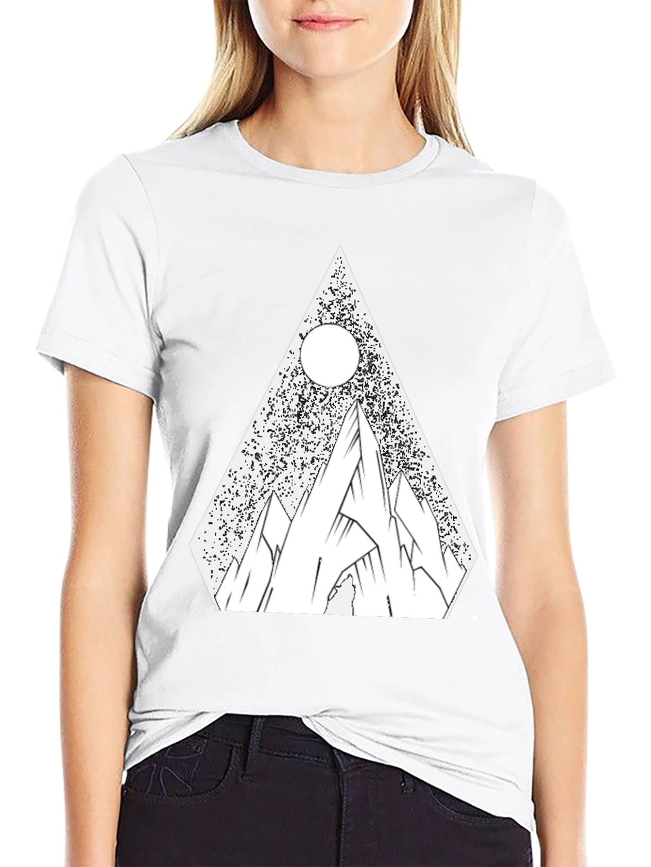 Geometric Mountain T-Shirt - Black