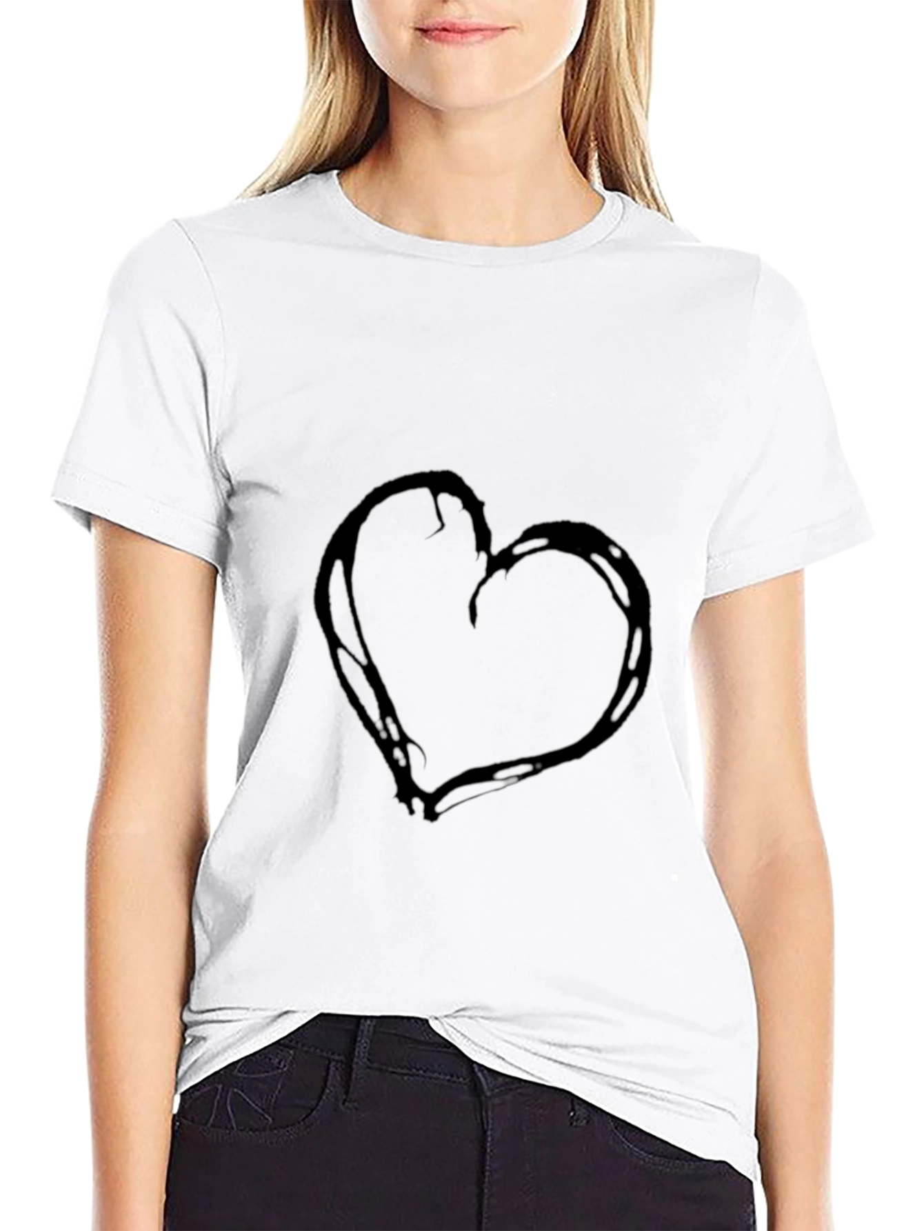 Black Heart Graphic T-Shirt Casual Wear