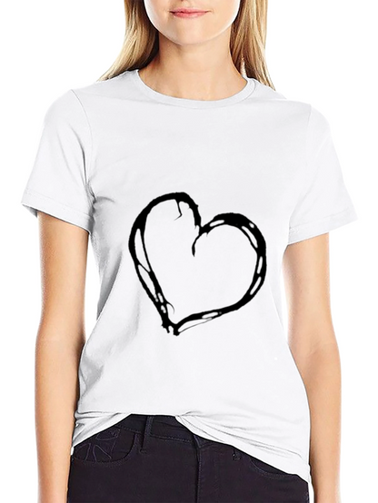Black Heart Graphic T-Shirt Casual Wear
