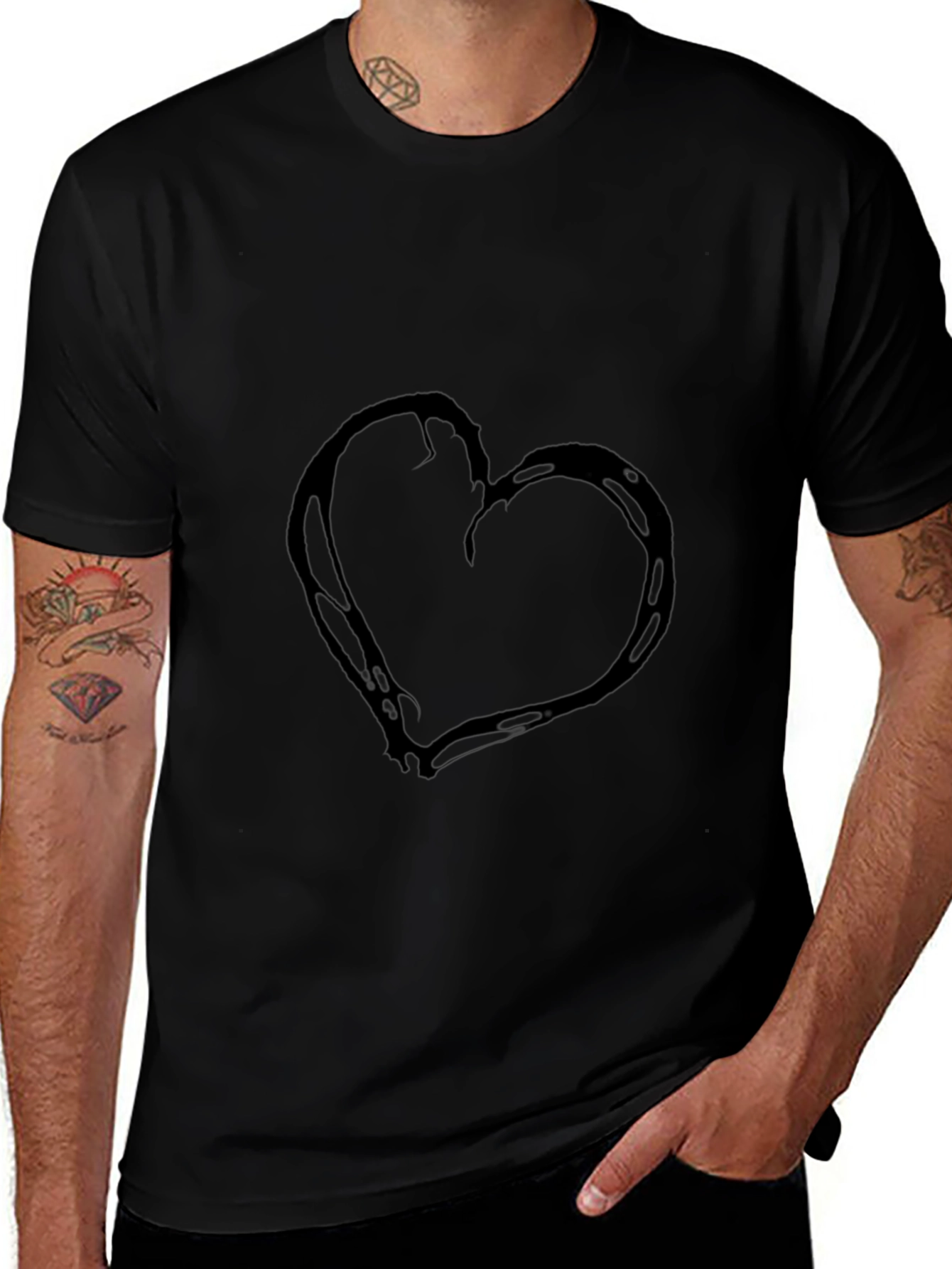 Black Heart Graphic T-Shirt Casual Wear