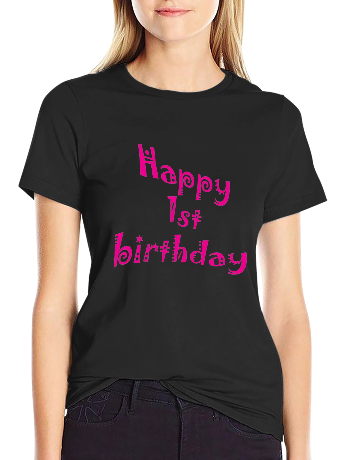 Happy 1st Birthday Black T-Shirt