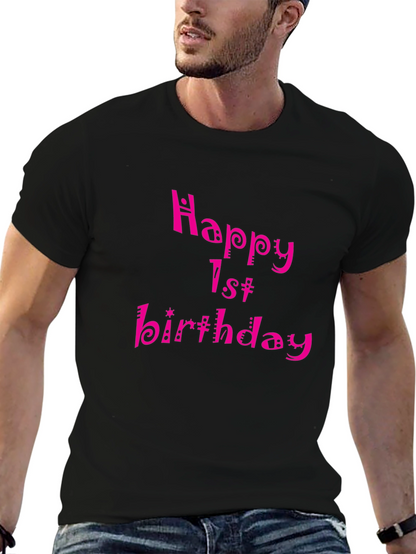 Happy 1st Birthday Black T-Shirt
