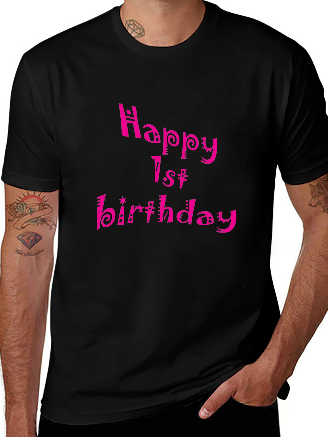 Happy 1st Birthday Black T-Shirt