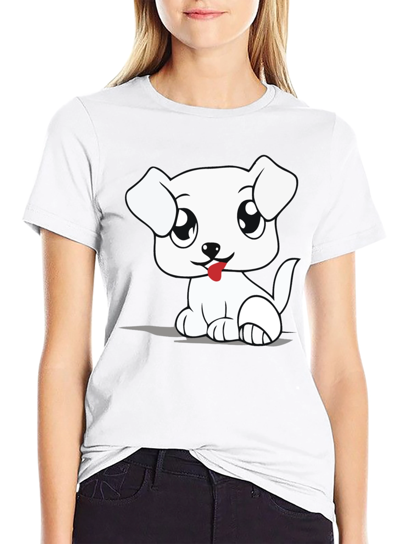 Cute Cartoon Dog Graphic T-Shirt