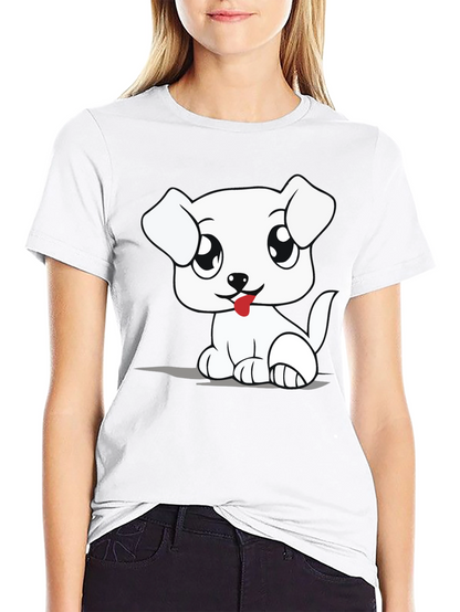 Cute Cartoon Dog Graphic T-Shirt
