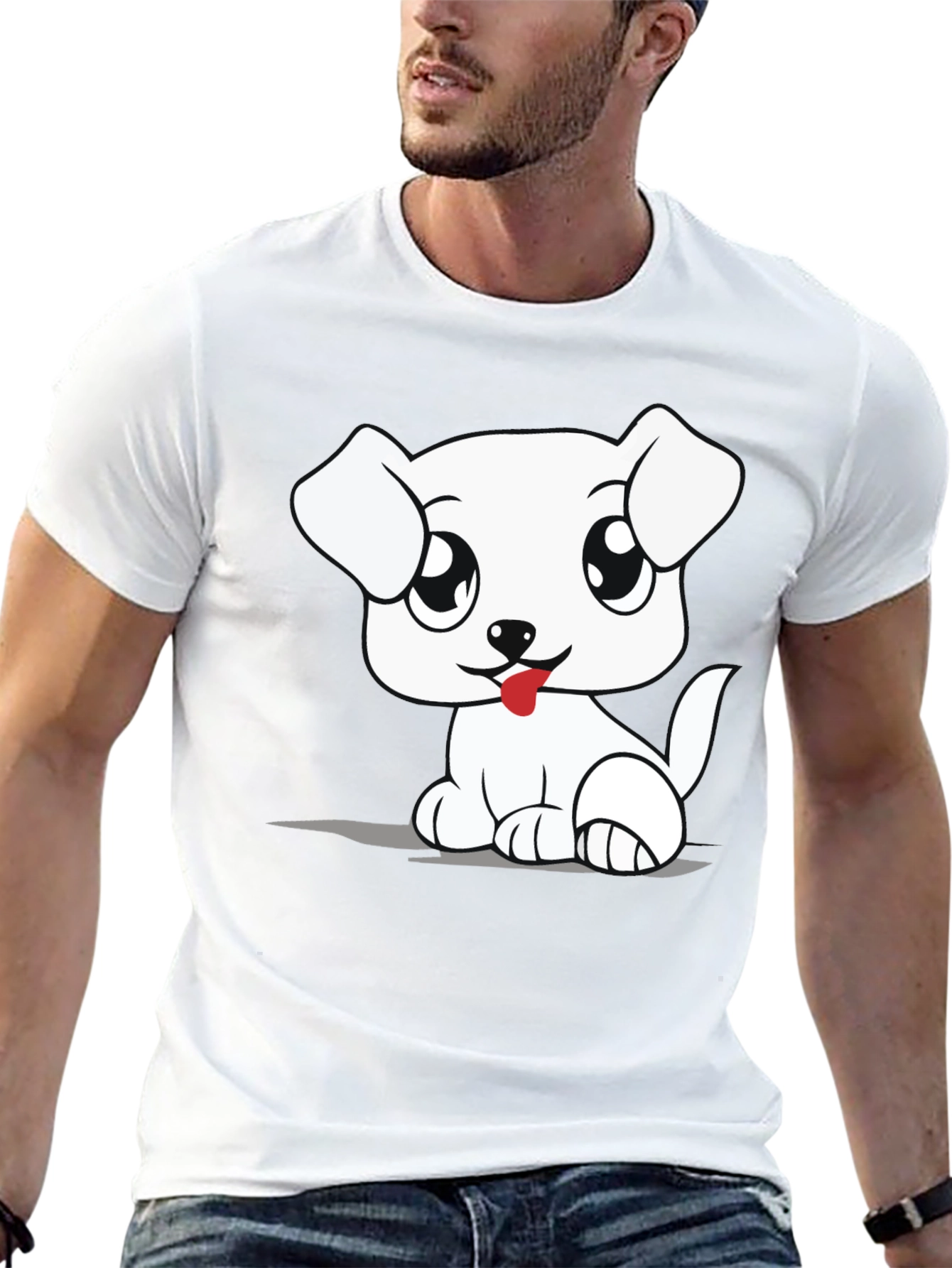 Cute Cartoon Dog Graphic T-Shirt