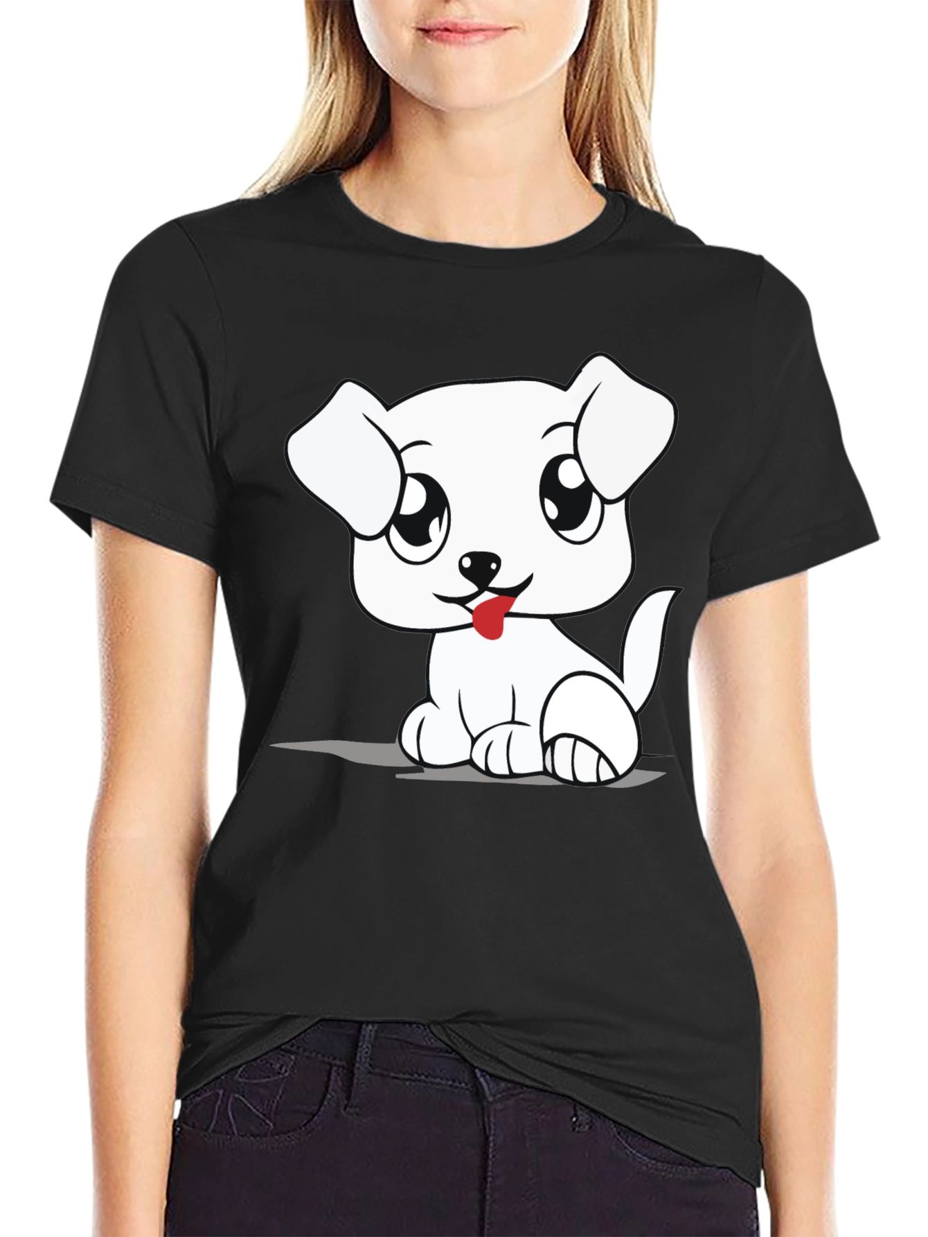 Cute Cartoon Dog Graphic T-Shirt