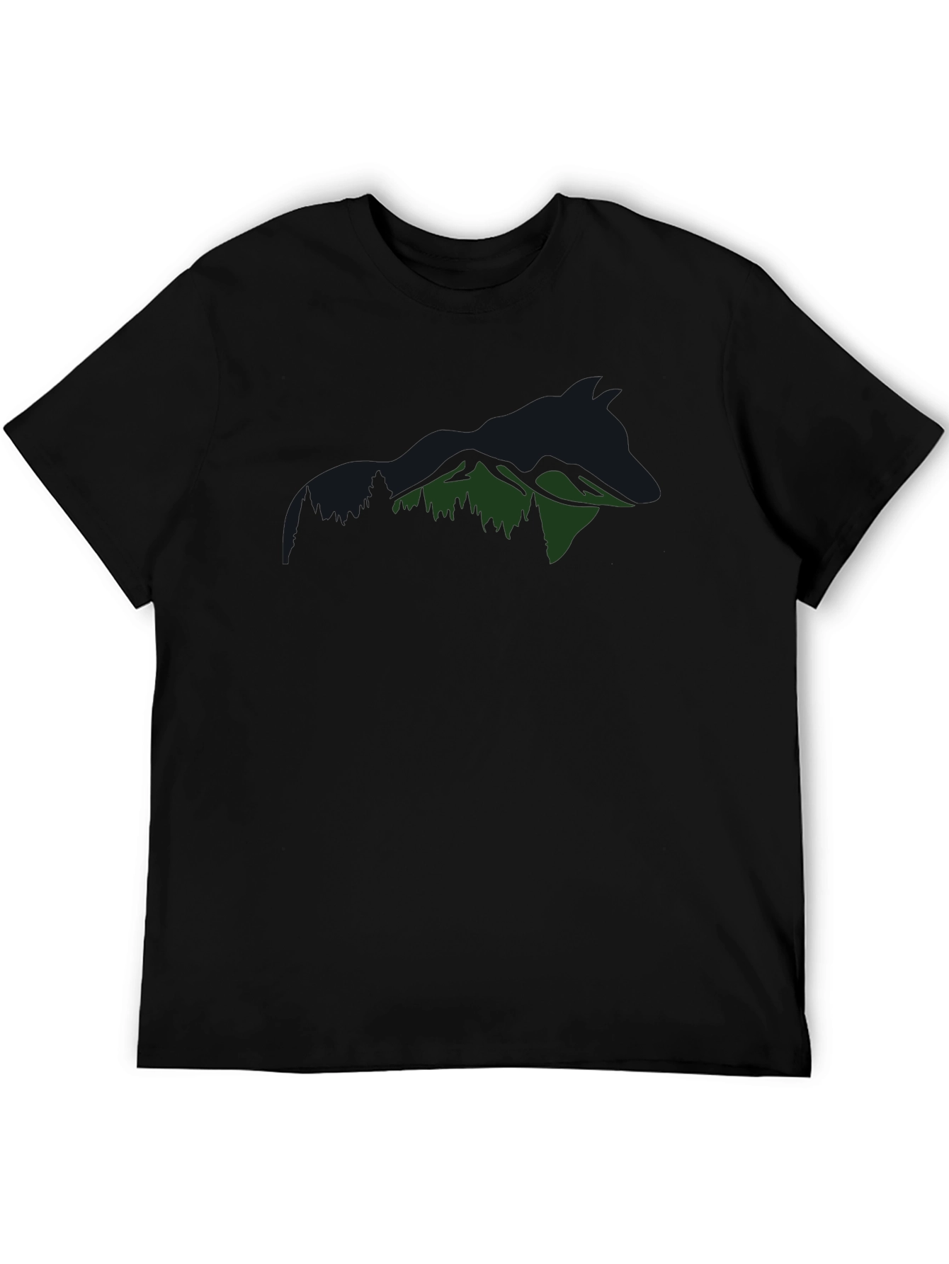 Mountain Wolf Graphic Tee - Black Cotton T-Shirt