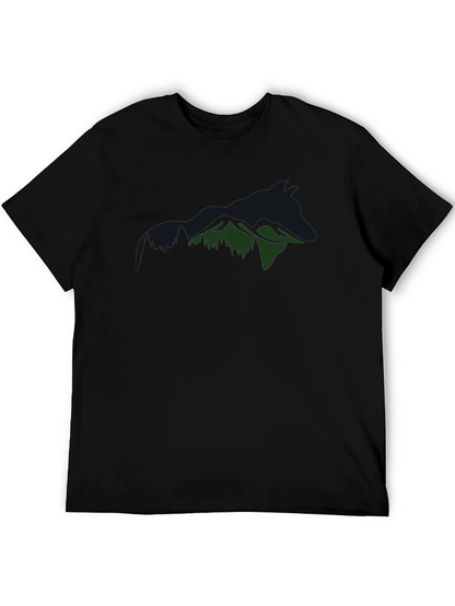 Mountain Wolf Graphic Tee - Black Cotton T-Shirt