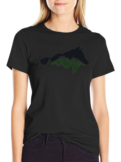 Mountain Wolf Graphic Tee - Black Cotton T-Shirt