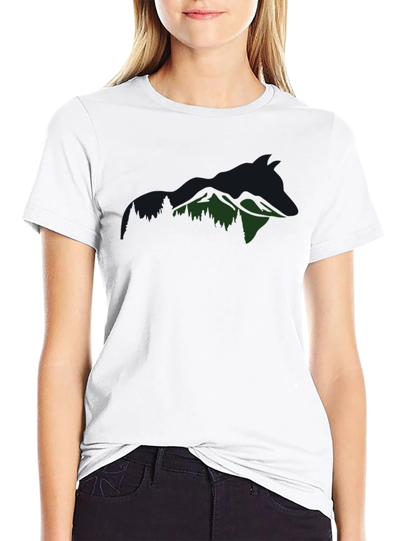 Mountain Wolf Graphic Tee - Black Cotton T-Shirt