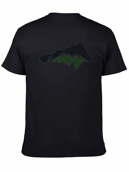 Mountain Wolf Graphic Tee - Black Cotton T-Shirt