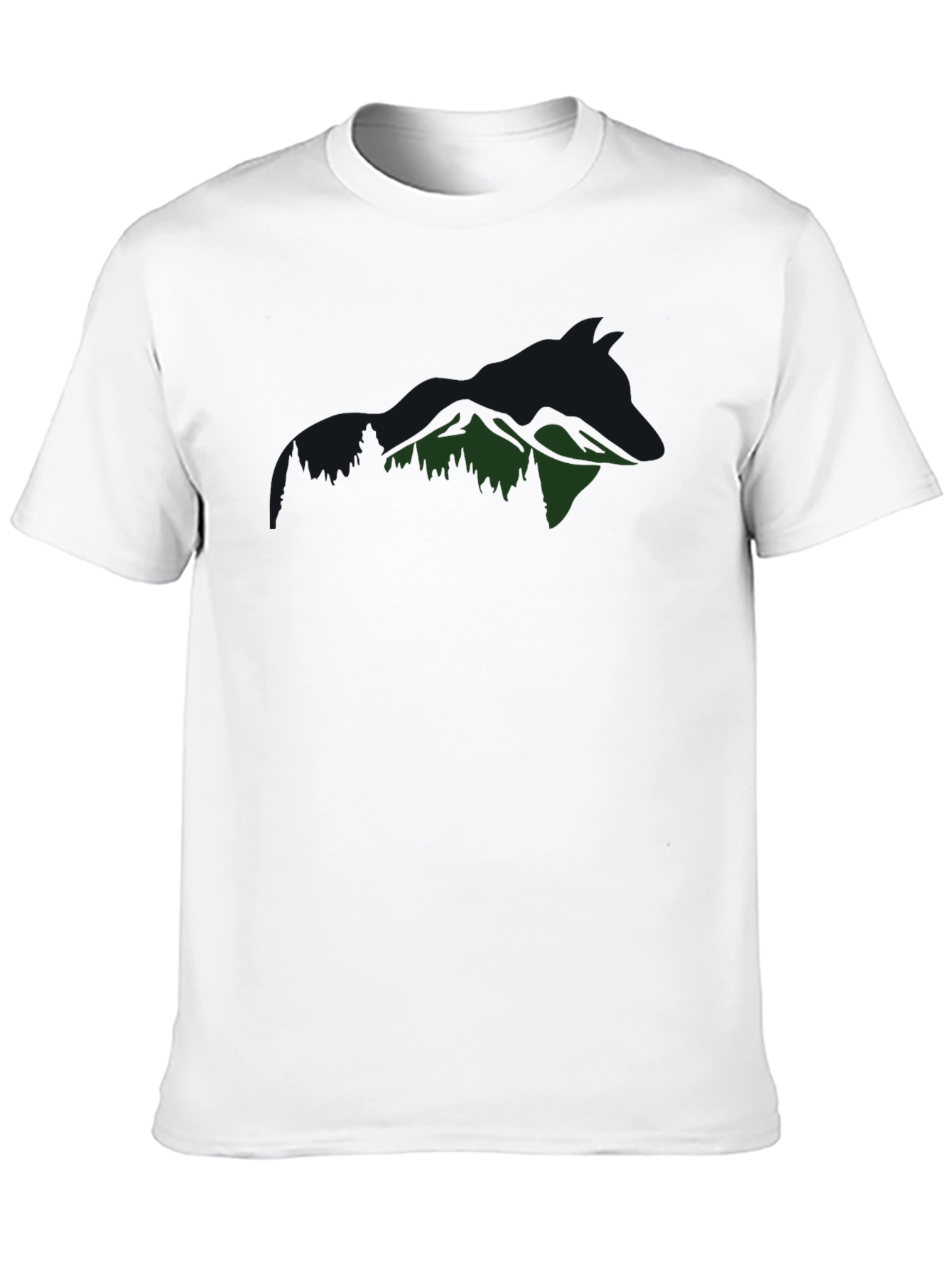 Mountain Wolf Graphic Tee - Black Cotton T-Shirt