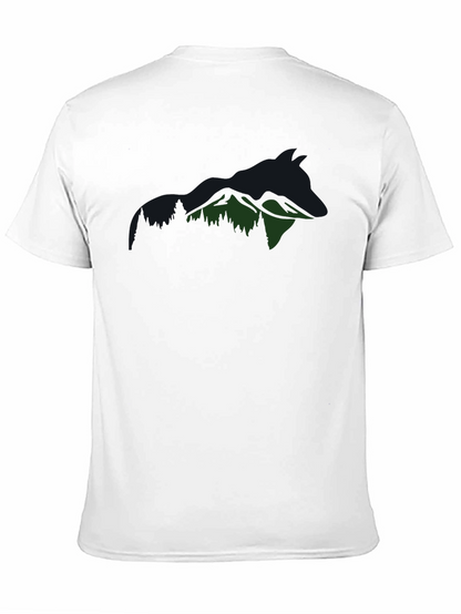 Mountain Wolf Graphic Tee - Black Cotton T-Shirt
