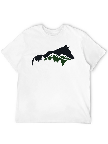 Mountain Wolf Graphic Tee - Black Cotton T-Shirt