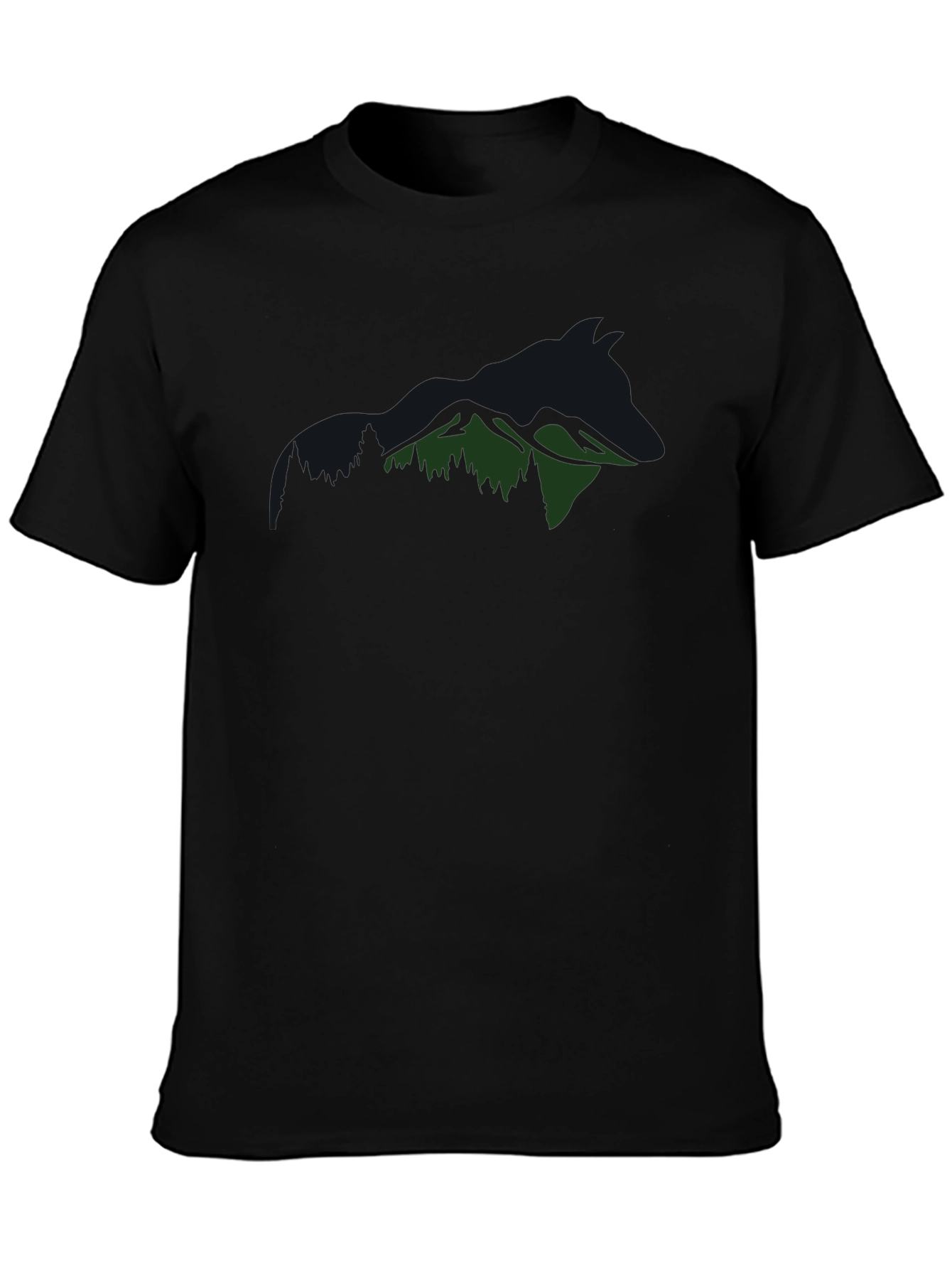Mountain Wolf Graphic Tee - Black Cotton T-Shirt