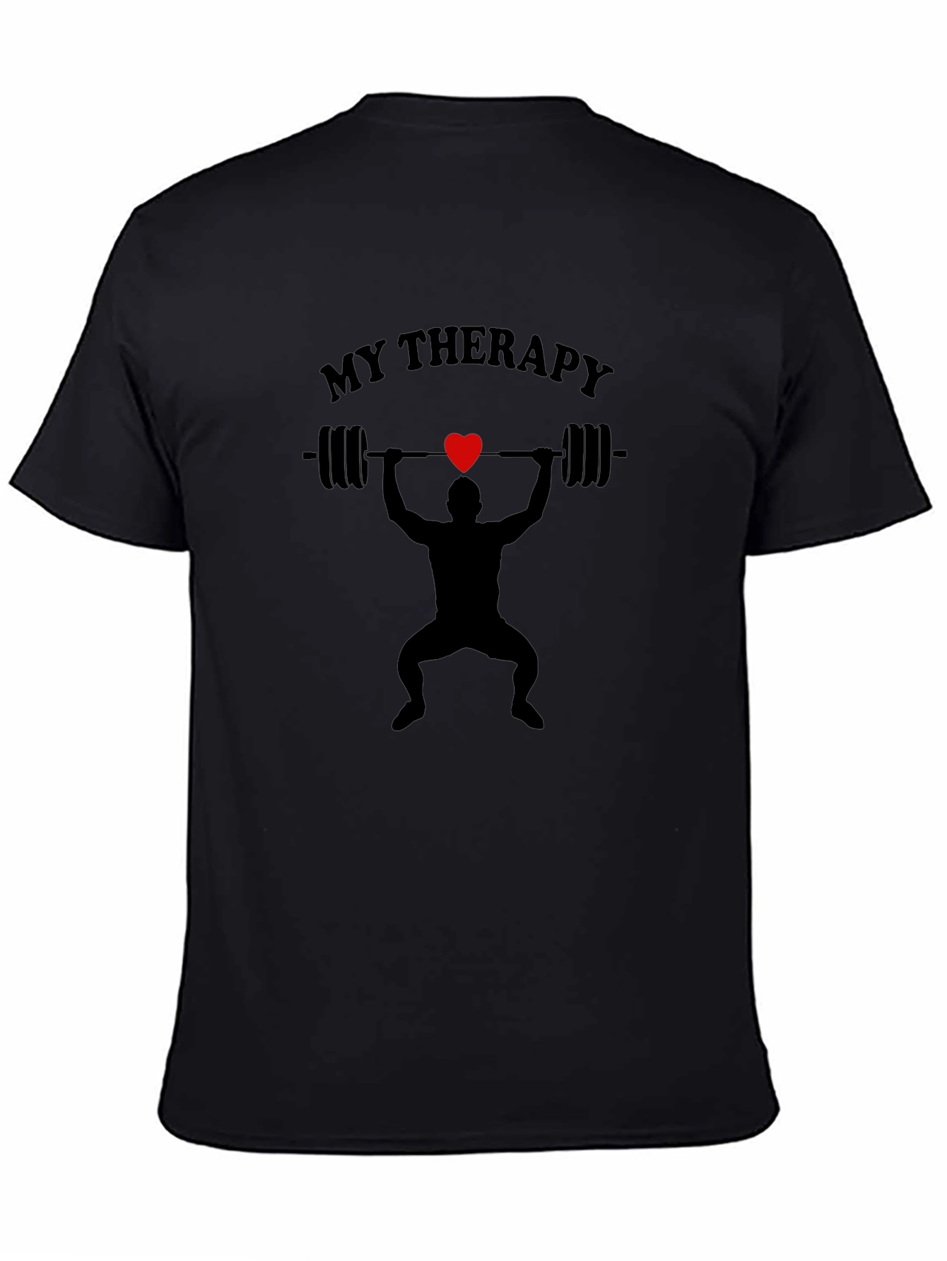 My Therapy Black T-Shirt Weightlifting Gym Heart