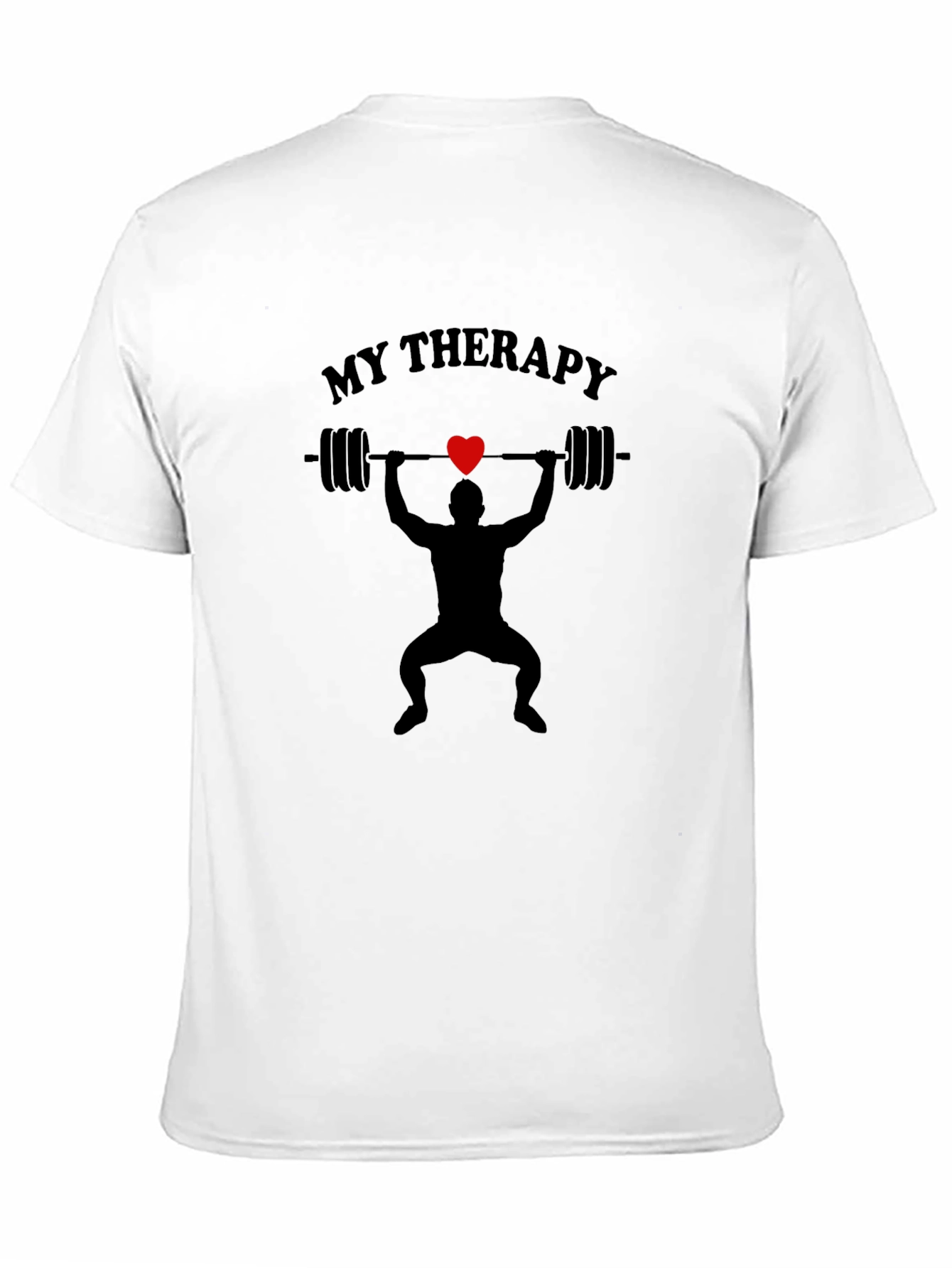 My Therapy Black T-Shirt Weightlifting Gym Heart