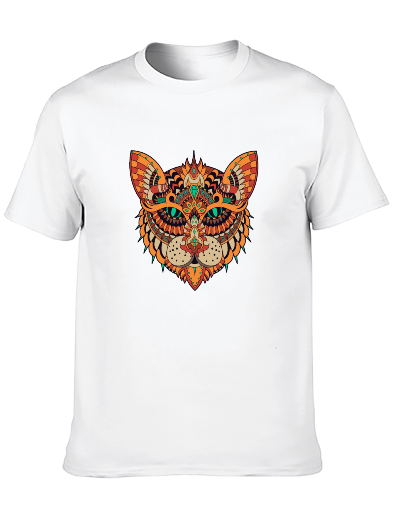 Ornate Cat Graphic Black T-Shirt