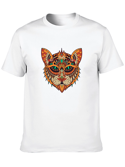 Ornate Cat Graphic Black T-Shirt