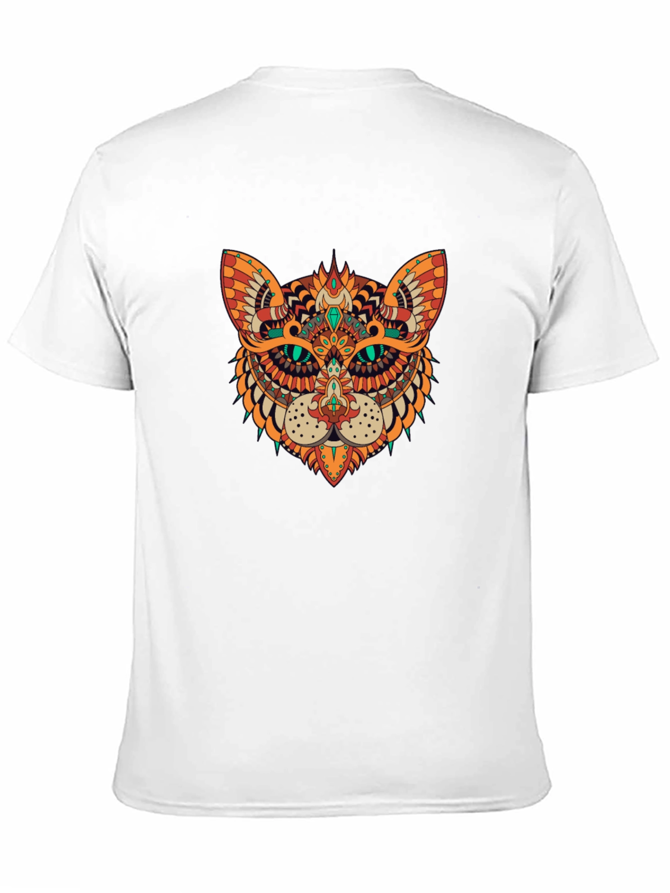 Ornate Cat Graphic Black T-Shirt