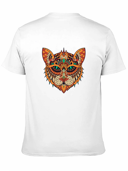 Ornate Cat Graphic Black T-Shirt