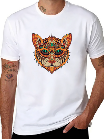 Ornate Cat Graphic Black T-Shirt