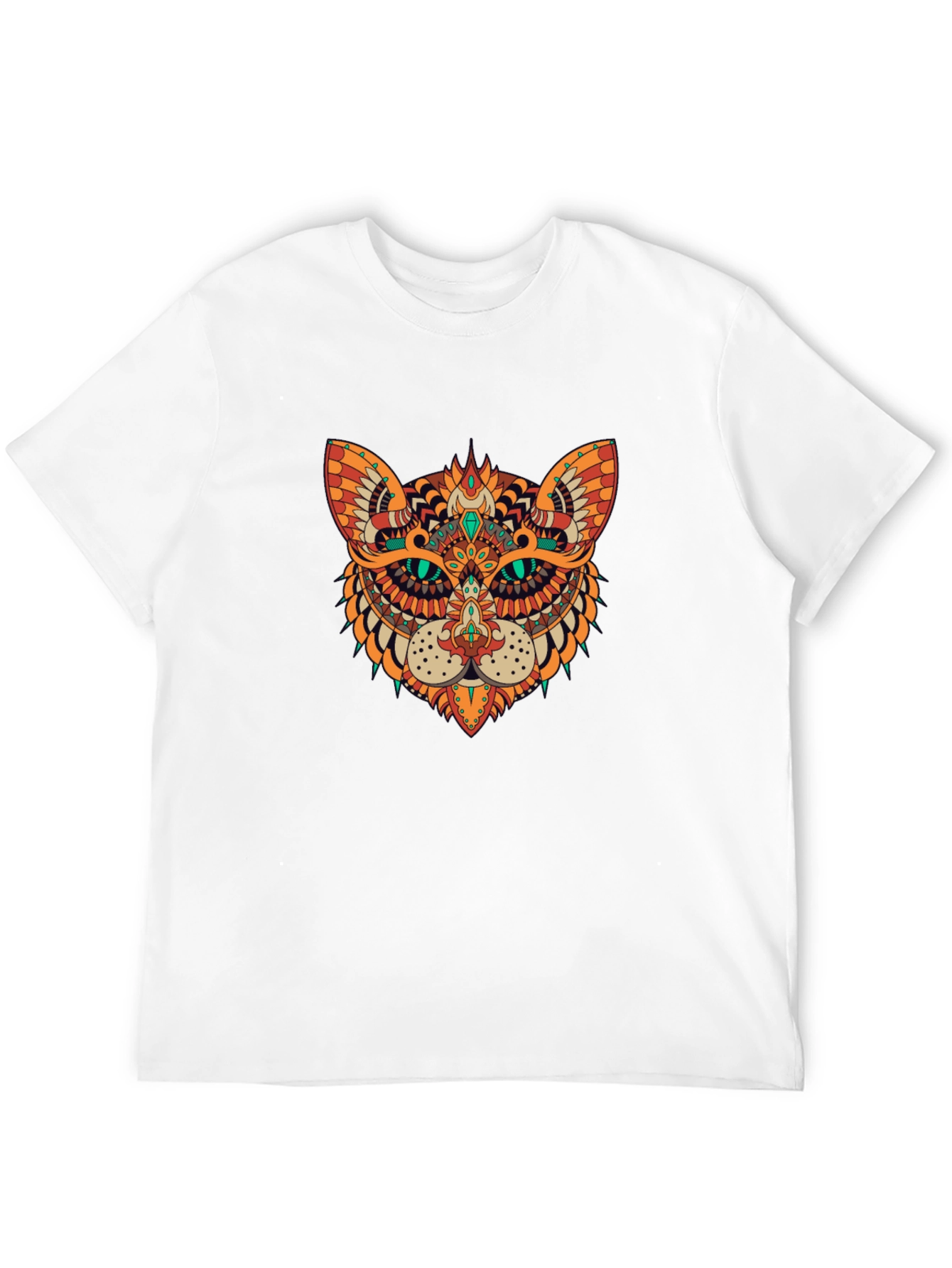Ornate Cat Graphic Black T-Shirt