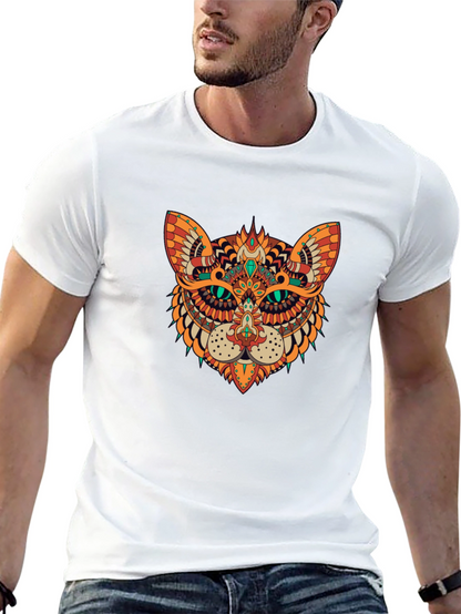 Ornate Cat Graphic Black T-Shirt