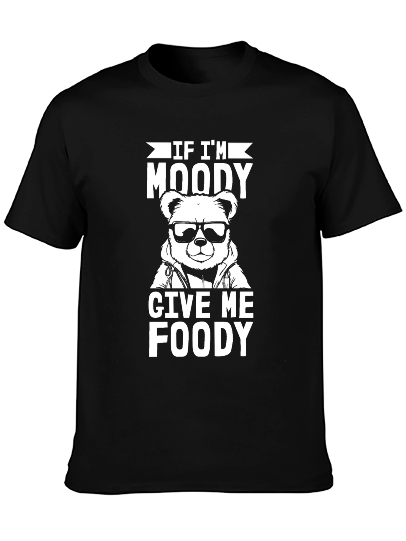 Moody Bear Foody Black Graphic T-Shirt