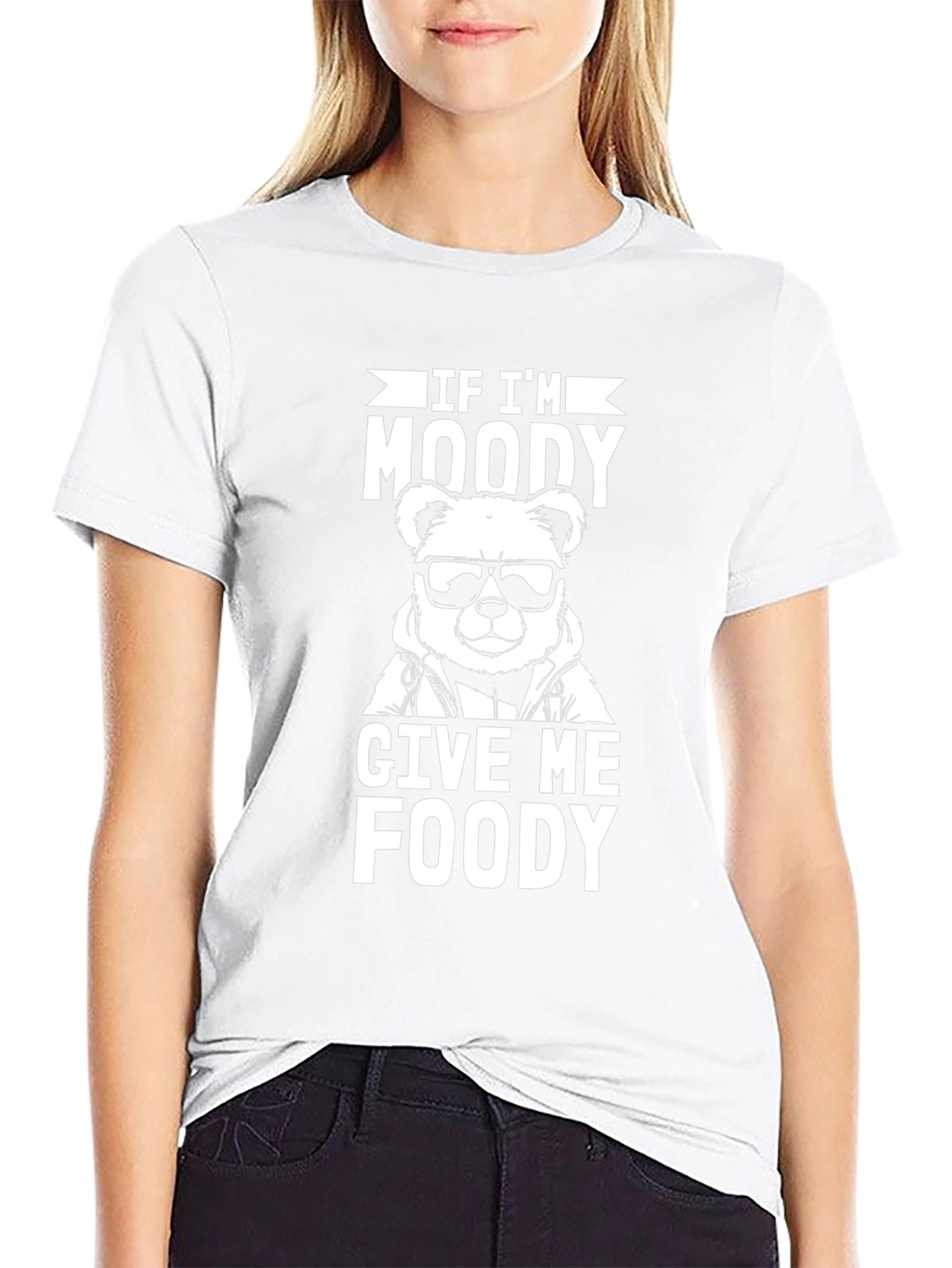 Moody Bear Foody Black Graphic T-Shirt