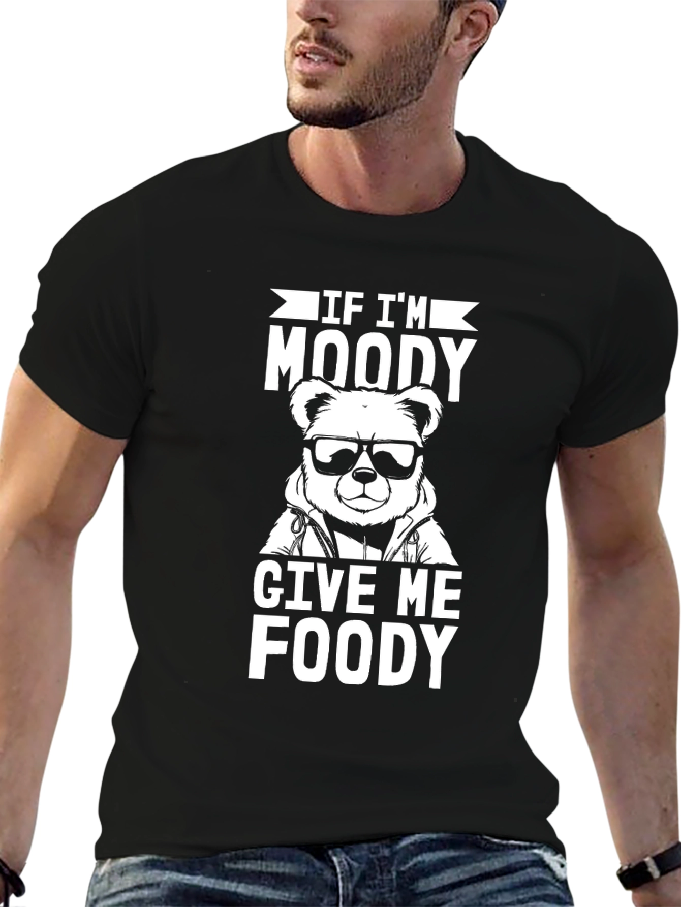 Moody Bear Foody Black Graphic T-Shirt