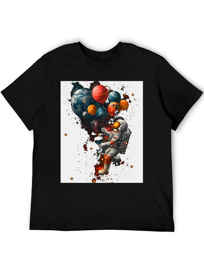 Astronaut Planet Balloons Graphic T-Shirt