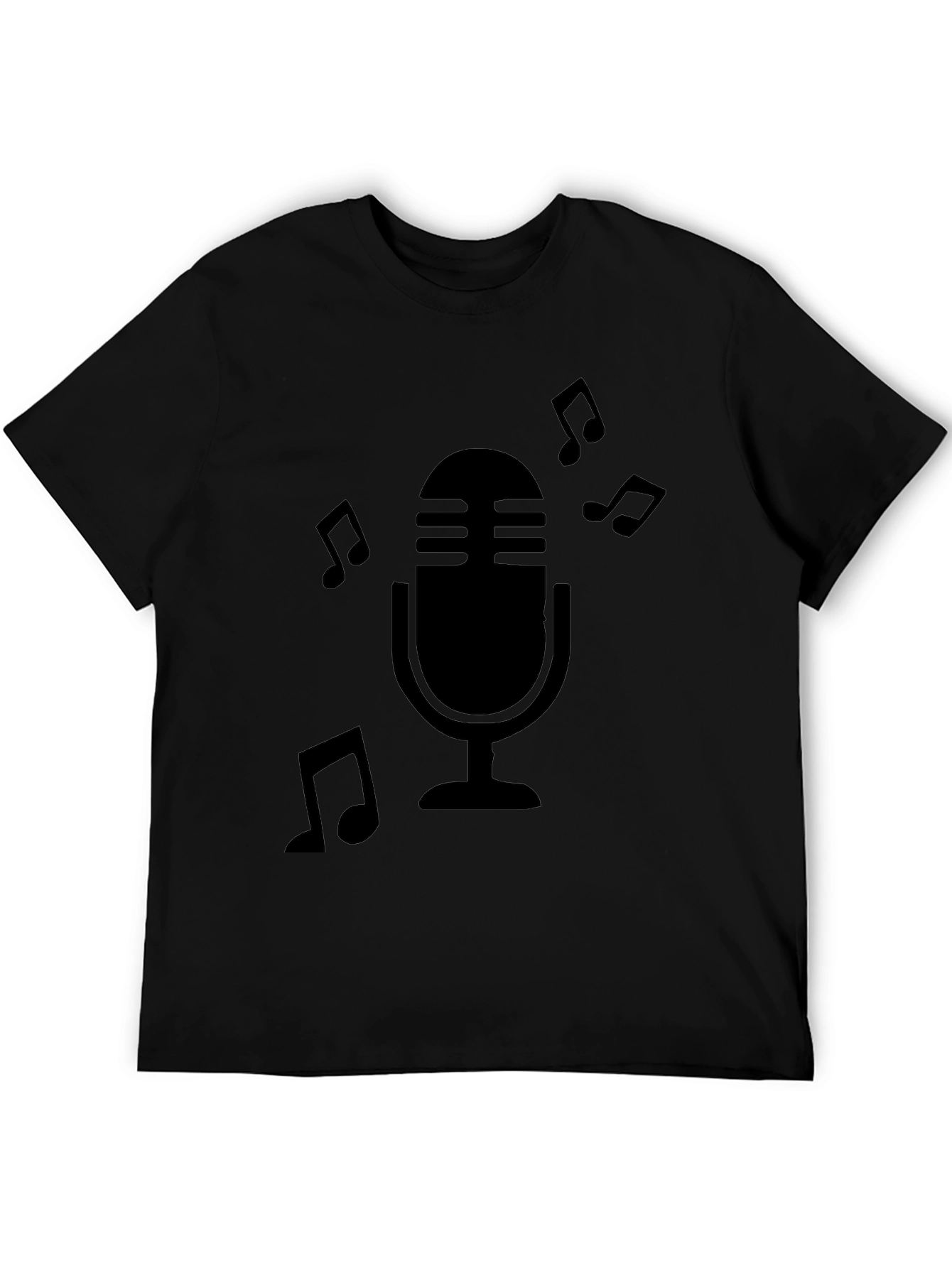 Retro Microphone Music Notes Graphic T-Shirt