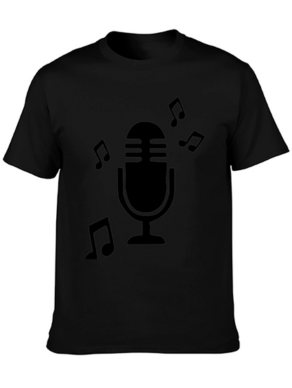 Retro Microphone Music Notes Graphic T-Shirt