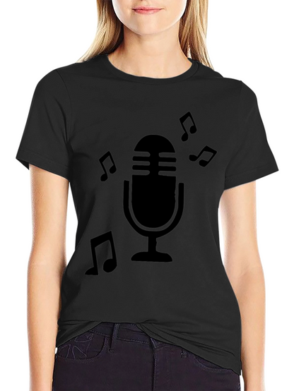 Retro Microphone Music Notes Graphic T-Shirt
