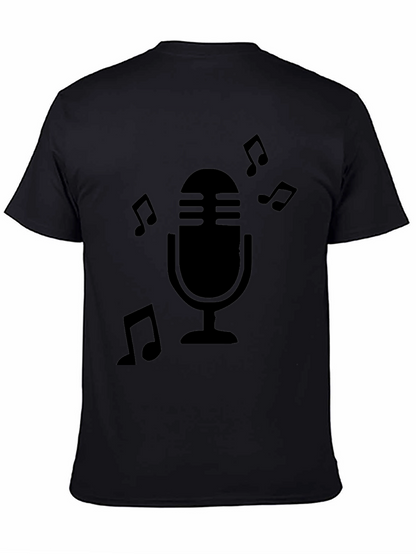 Retro Microphone Music Notes Graphic T-Shirt