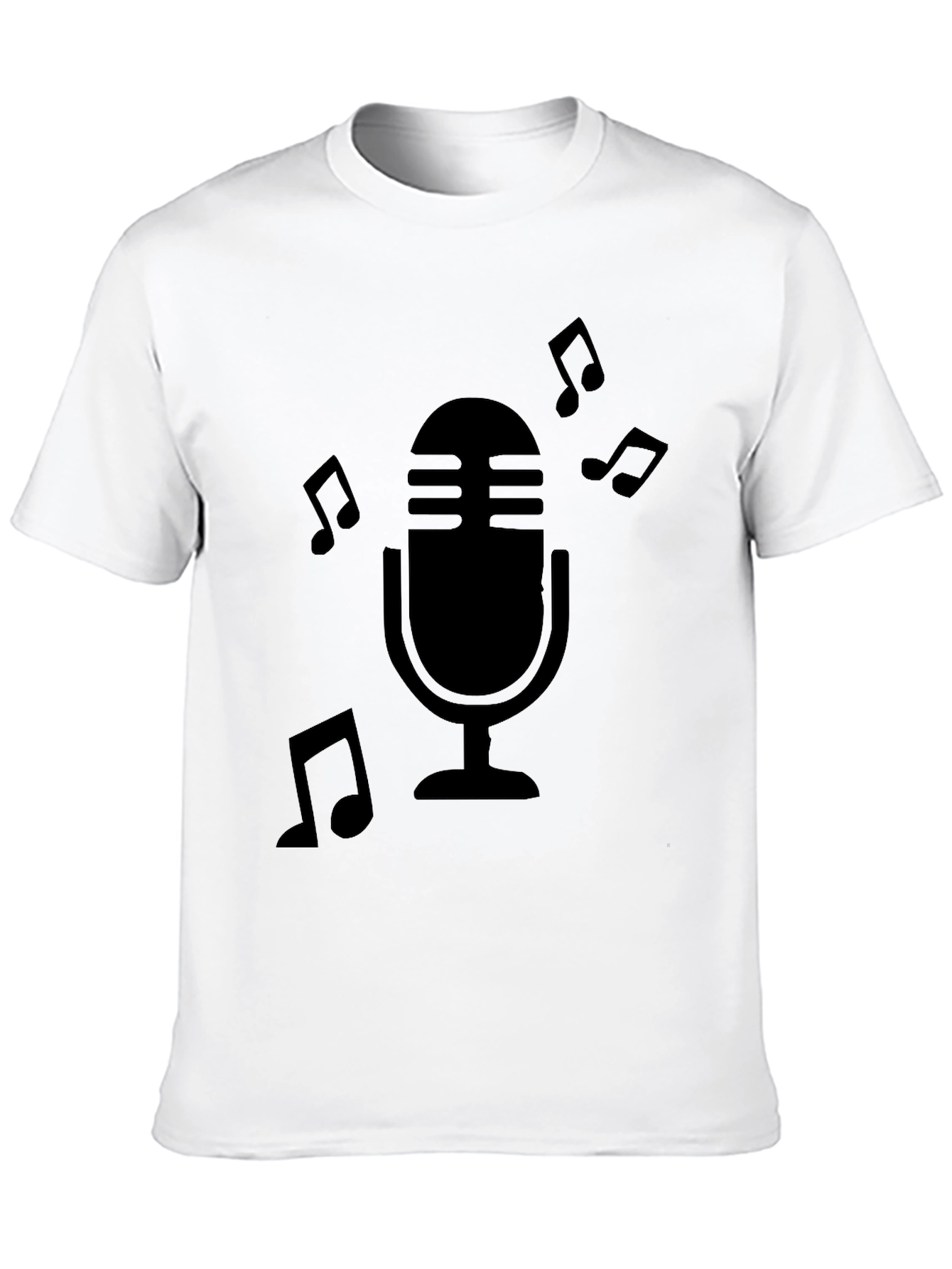 Retro Microphone Music Notes Graphic T-Shirt