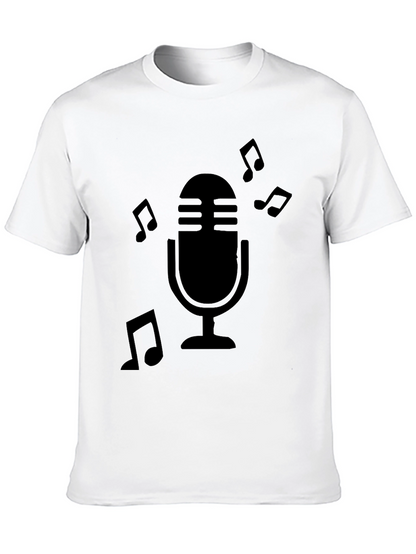 Retro Microphone Music Notes Graphic T-Shirt