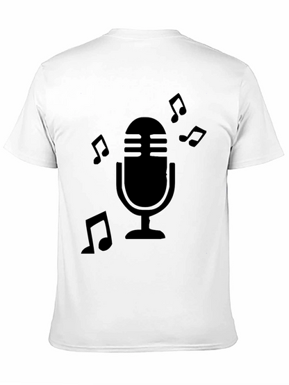 Retro Microphone Music Notes Graphic T-Shirt