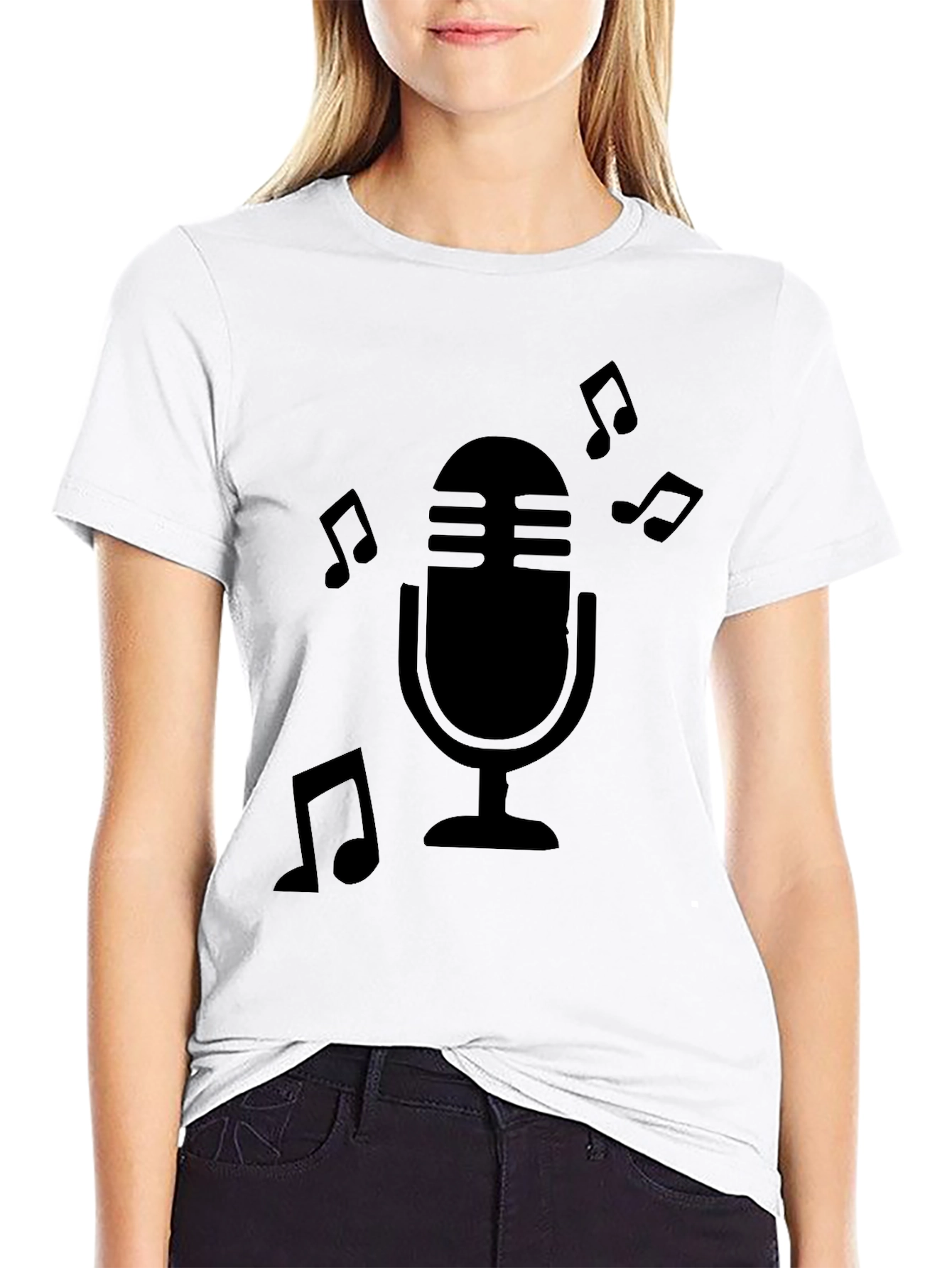 Retro Microphone Music Notes Graphic T-Shirt