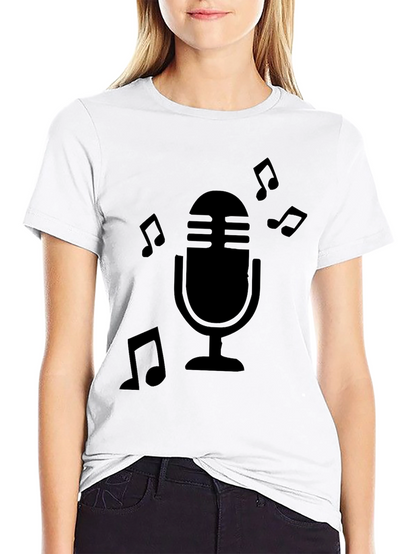 Retro Microphone Music Notes Graphic T-Shirt