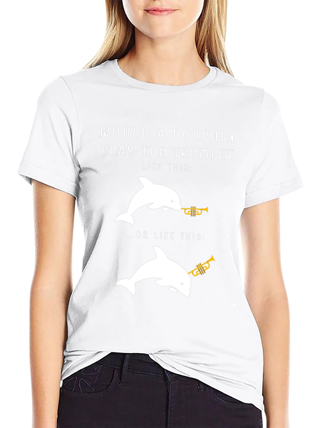 Dolphin Trumpet Graphic Tee - Funny Music Lover Shirt