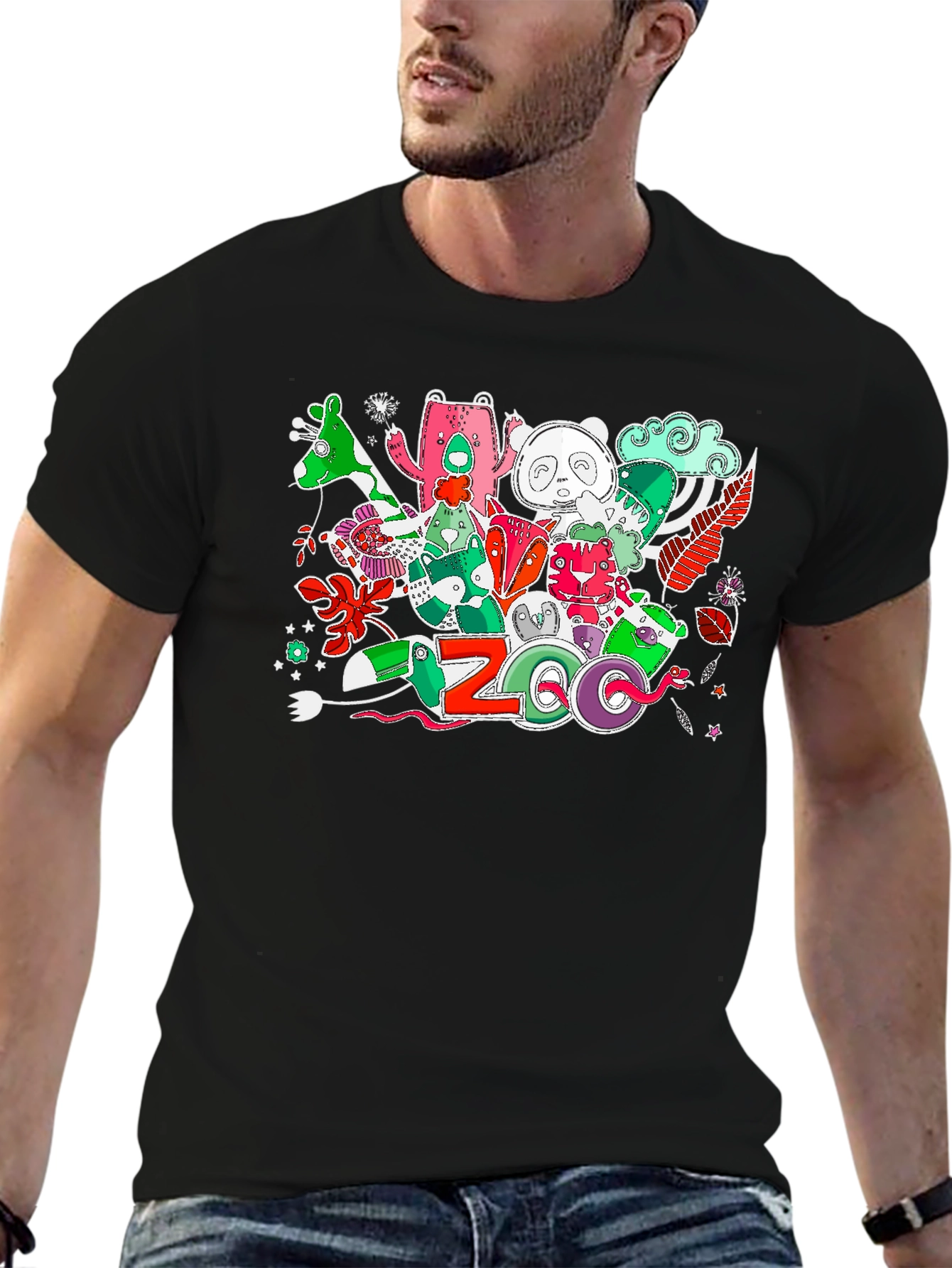 Zoo Animal Graphic Print T-Shirt
