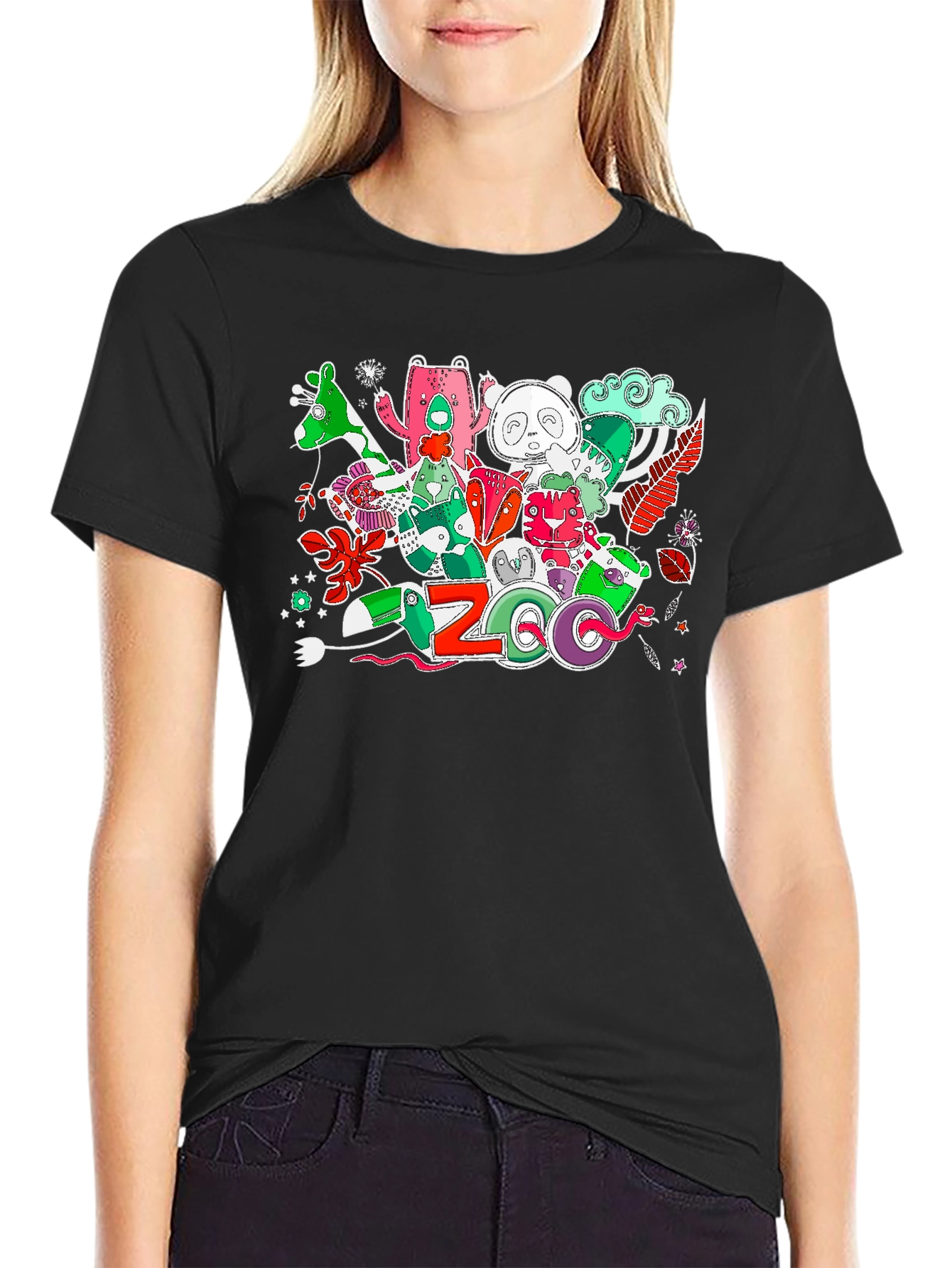 Zoo Animal Graphic Print T-Shirt