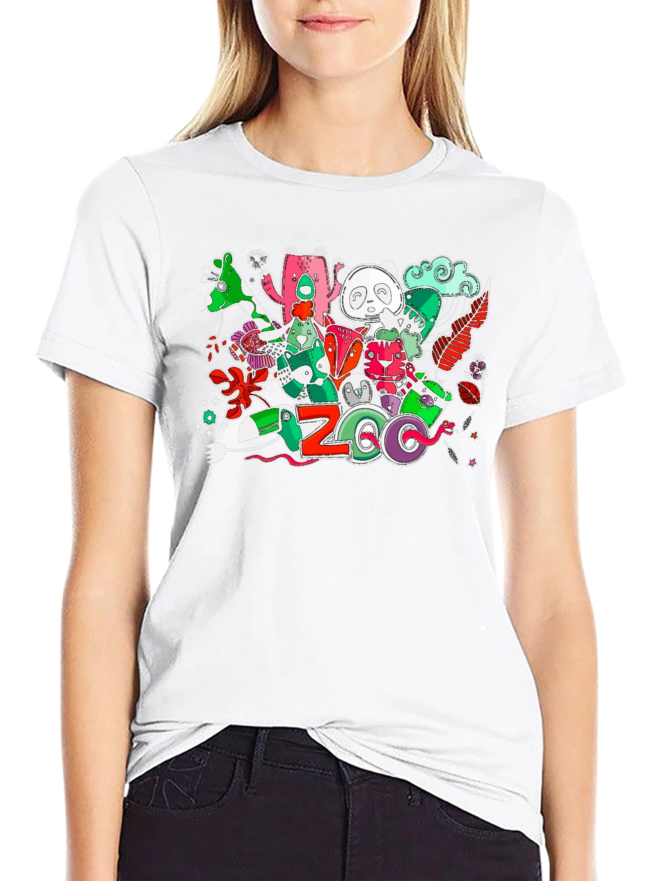 Zoo Animal Graphic Print T-Shirt